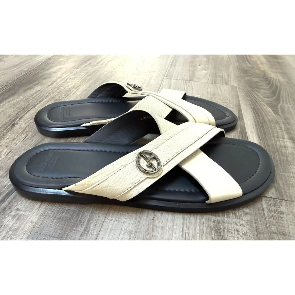 Giorgio Armani Men’s Leather Slip-On Sandals Size 8 - US (IT 7)